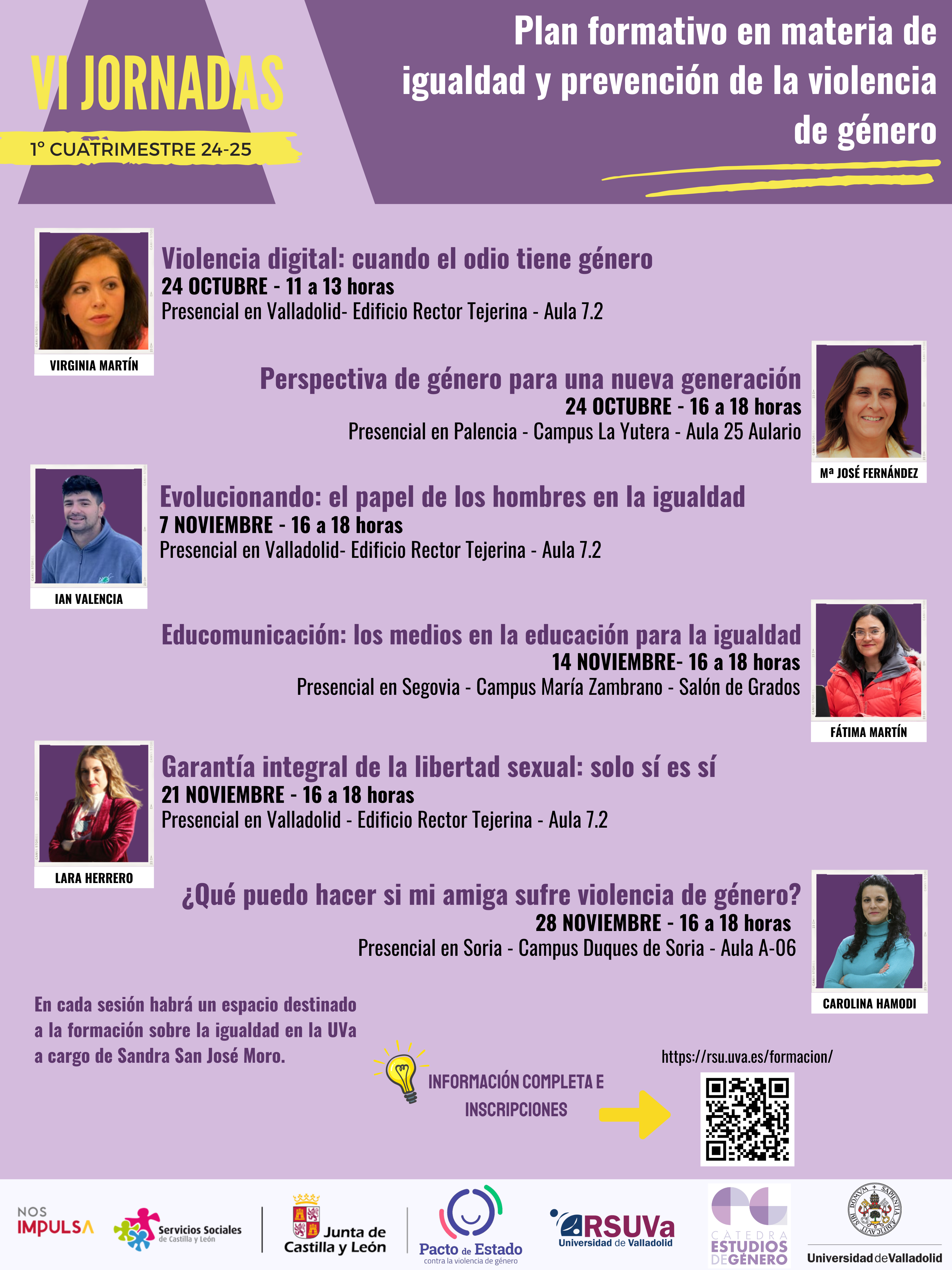 Cartel de las VI Jornadas formativas en materia de igualdad y prevención de la violencia de género